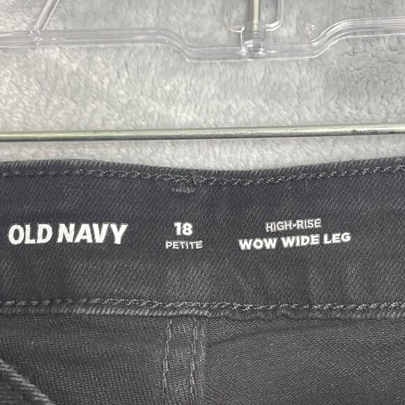Old Navy High Rise Wow Wide Leg Jeans Black Womens 18‎ Petite Stretch Like New - Picture 3 of 8
